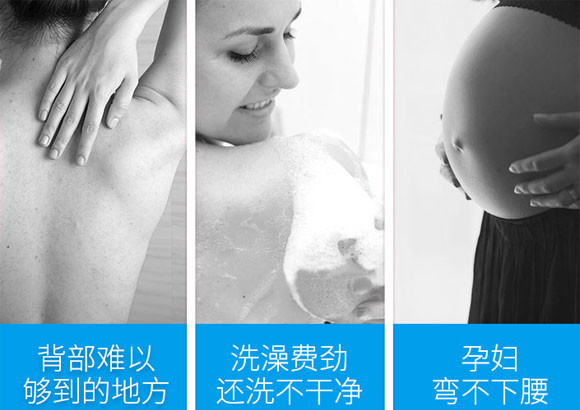 deHub长柄软毛搓澡刷/搓背神器