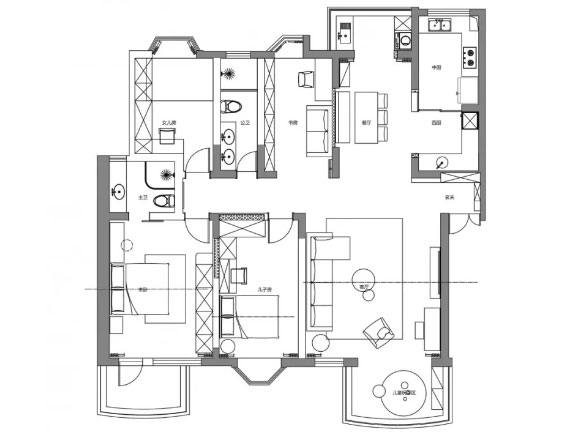 现代风格4居室装修